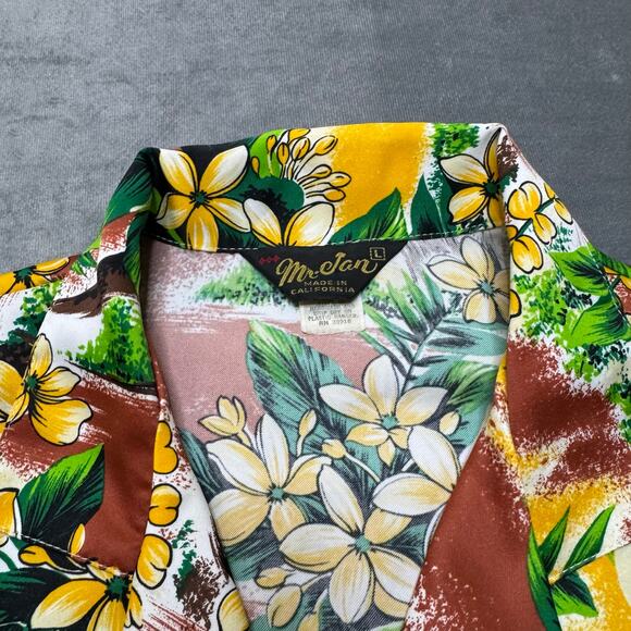 Vintage Mr. Jan Men's Open Collar Hawaiian Shirt Button Short Sleeve Size Large - Picture 3 of 5